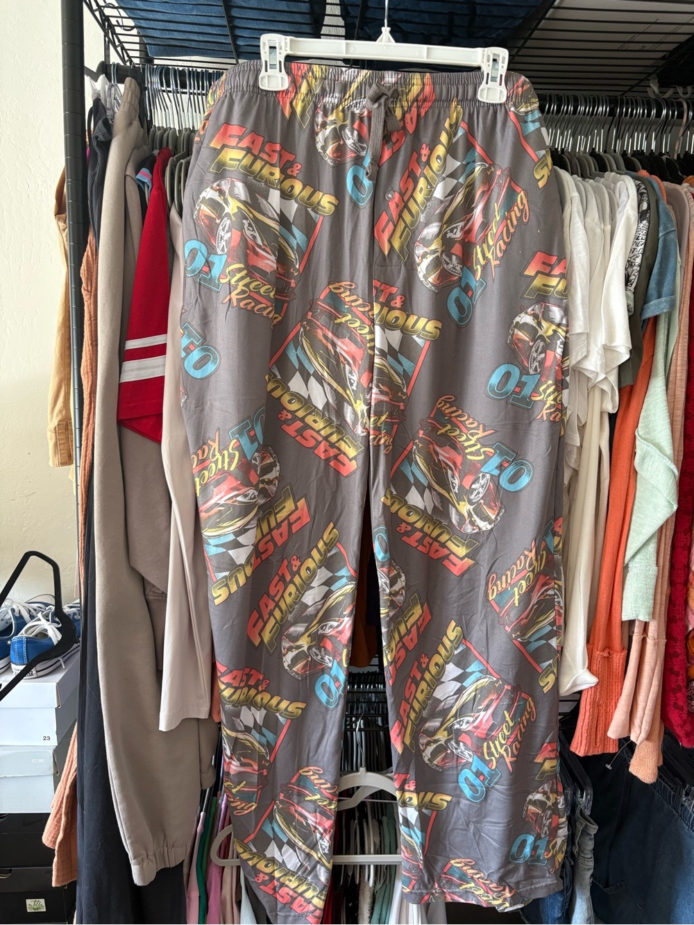Graphic Racing-Print Gray Men's Joggers